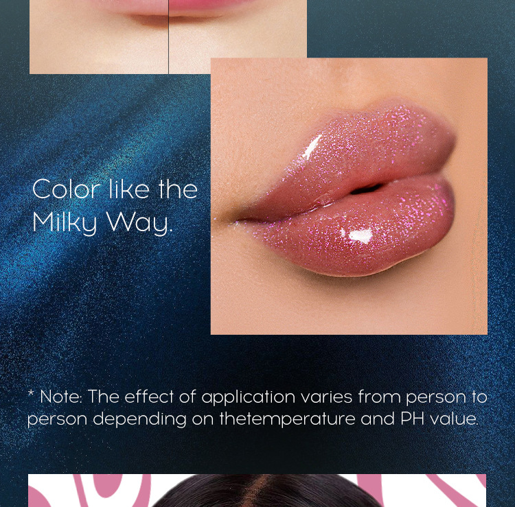 Galaxy pattern sparkling Fine sparkle Non-stick lipstick - cat's eye style - temperature-adjustable lipstick. 4-piece package. Specification image