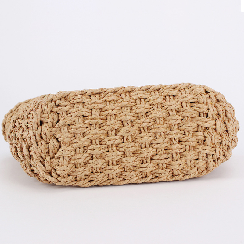 One-piece dropshipping solid color simple single-shoulder bag, European and American style retro paper rope woven bag, fashionable, simple and versatile women's bag details Picture