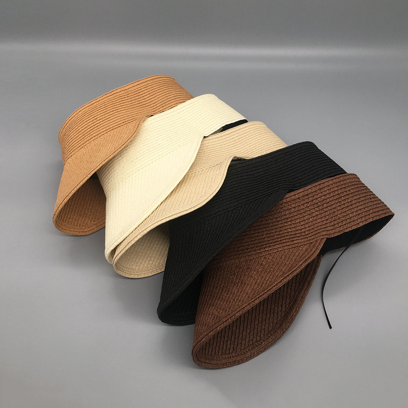 Korean foldable open-top sun hat for summer sun protection, outdoor beach UV protection, ladies Specification image