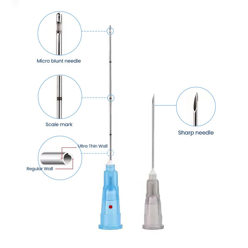 Medical blunt needle 18/21/22/25/27G30G disposable subcutaneous microcannula with scale stainless steel blunt needle full figure