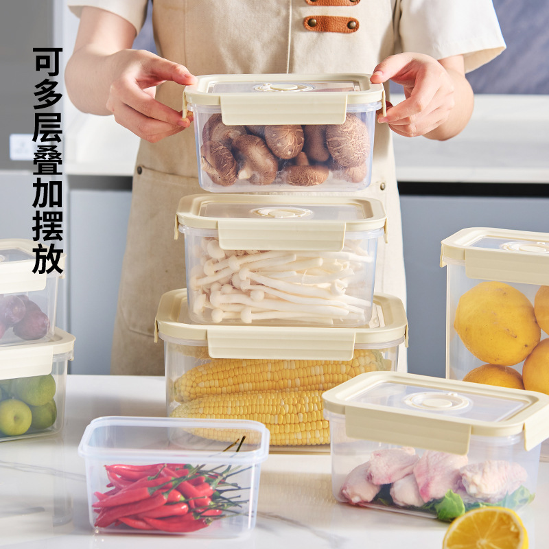 Refrigerator timing storage box, food-grade PP material, kitchen household fruit and vegetable plastic transparent sealed preservation box