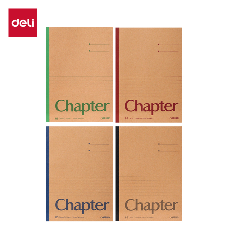 (40 sheets per copy) Deli Office Student Stationery 4-color back strip B5 kraft paper cover soft copy Book Item Picture