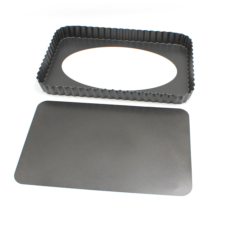 Square cake mold with lace and live bottom, large carbon steel baking tray, thickened non-stick chrysanthemum pie tray, baking mold for home use details Picture