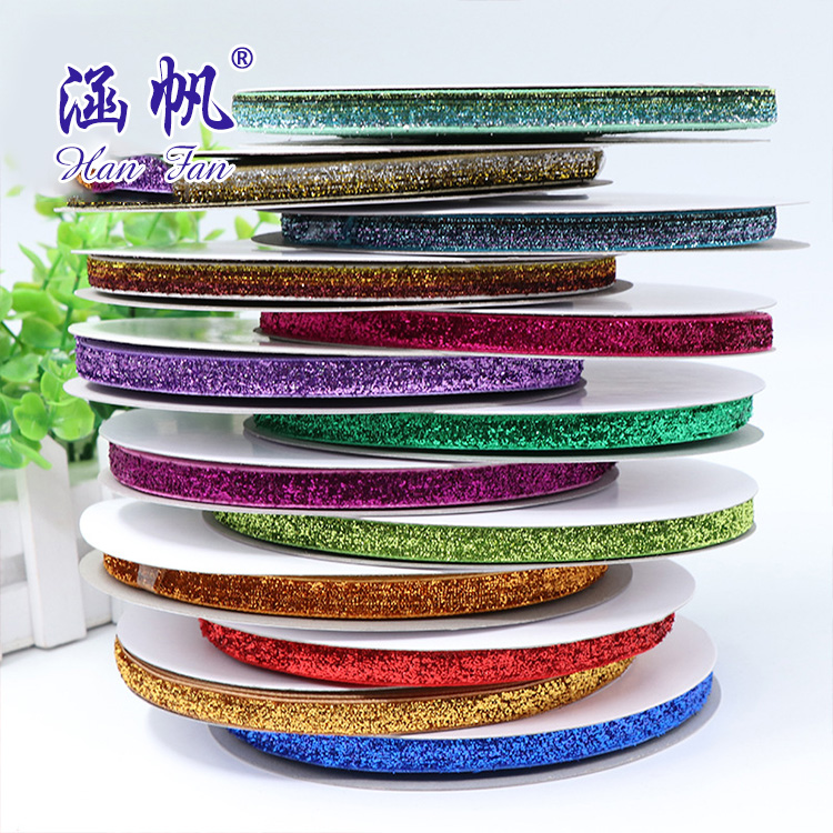 Gold and silver colored velvet ribbons in stock. Velvet ribbons, velvet woven ribbons, sequined velvet ribbons, non-elastic colored ribbons