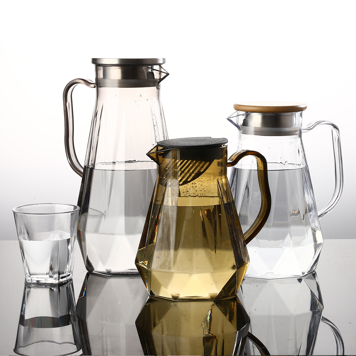 PET扎壶餐厅大容量凉水壶耐高温塑料扎啤壶pc果汁壶茶色冷水壶