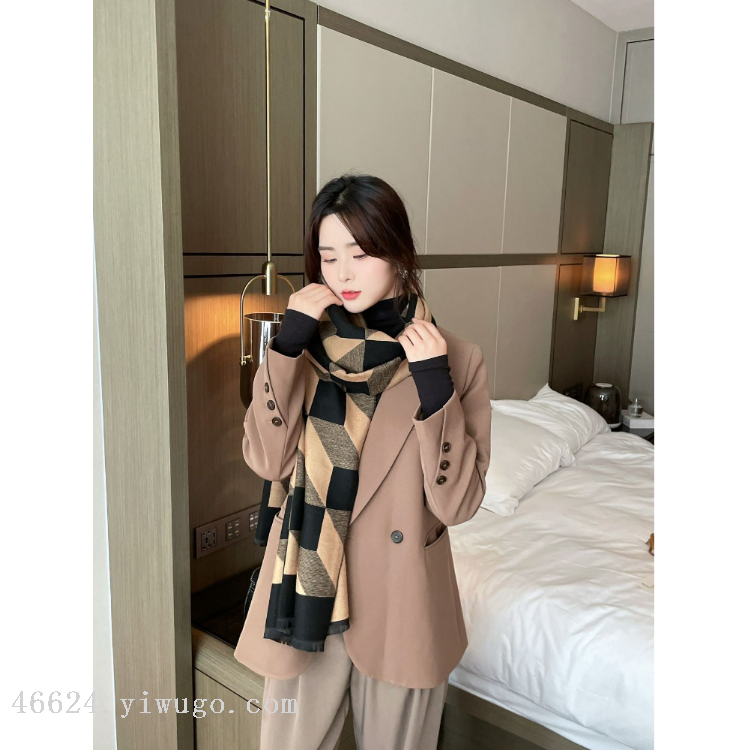 Cross-border scarf wholesale e-commerce supply 37 Fashion Jacquard series three-dimensional checkered scarves