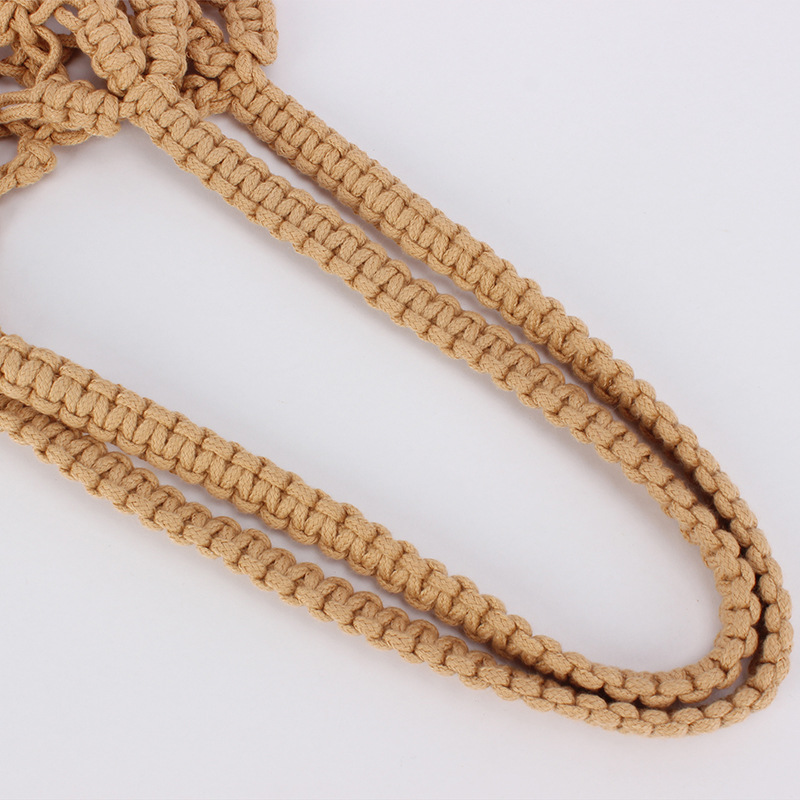 New summer beach handbag, hollowed-out grid solid color simple single-shoulder bag, cotton thread crochet fishing net bag, woven bag full image