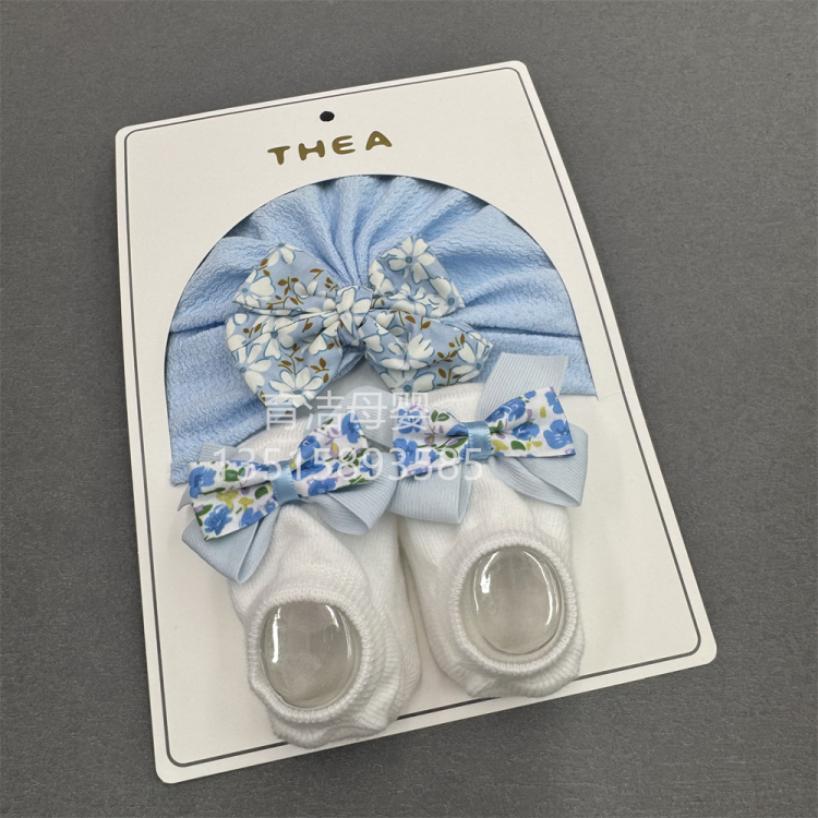 Princess of foreign trade supply, cute baby hat and sock set, Korean-style baby girl fontanelle protection hood, cute flowers Application Scenario