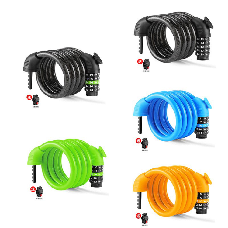 BG-6217 Bicycle five-digit combination lock, steel cable lock, bicycle ring lock, electric bicycle anti-theft lock, steel wire lock Item Picture