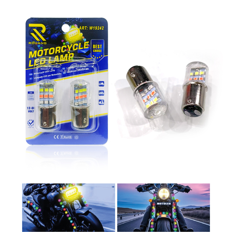 Cross-border supply of motorcycle parts, motorcycle light T10 1156/1157 12V seven-color flashing water light Application Scenario