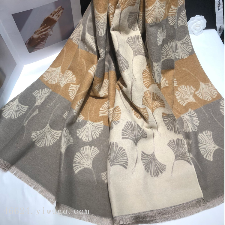 Cross-border scarf wholesale e-commerce live streaming supply chain supply new styles, 78 high-speed jacquard series, ginkgo flower Item Picture