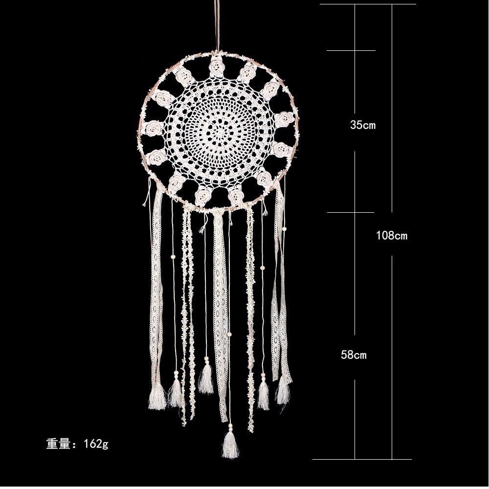 Beige rose hand-woven dreamcatcher decorative pendant, wedding decoration wall bedroom homestay creative tapestry Item Picture