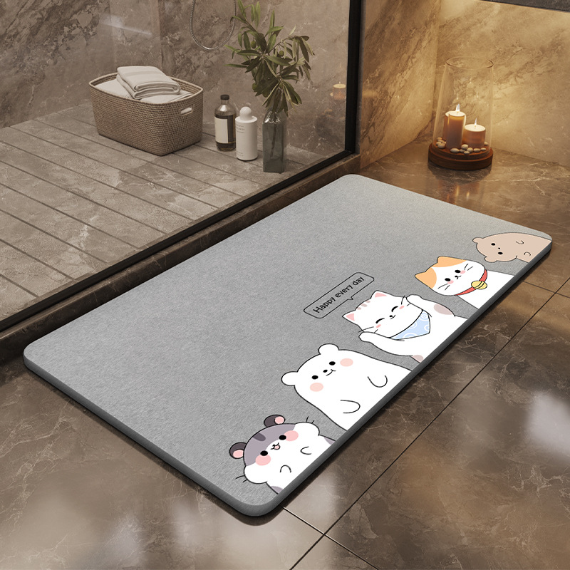 Hard diatom mud absorbent mat, anti-slip foot mat for bathroom door, absorbent mat for toilet and washroom, bathroom floor mat Item Picture