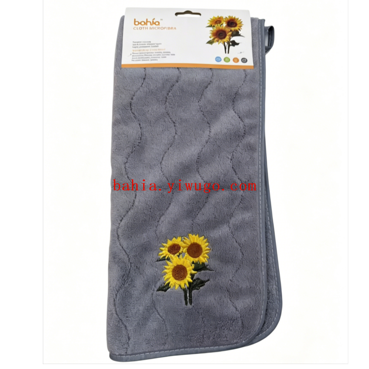 35*70cm striped cleaning towel, embroidered sunflower towel, tea room absorbent cleaning tea towel Application Scenario