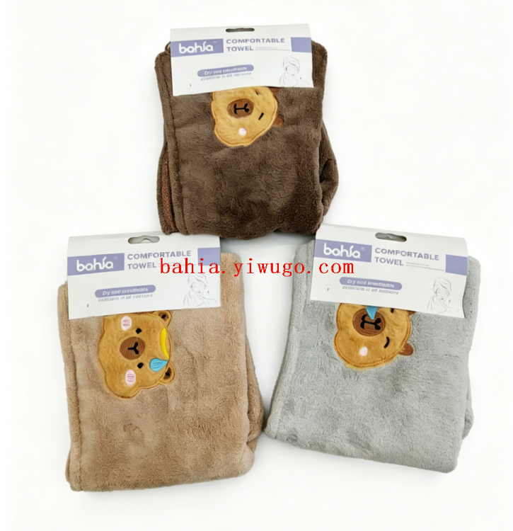 Cartoon dry hair cap for women, super absorbent and quick-drying coral fleece thickened soft hair drying towel Specification image