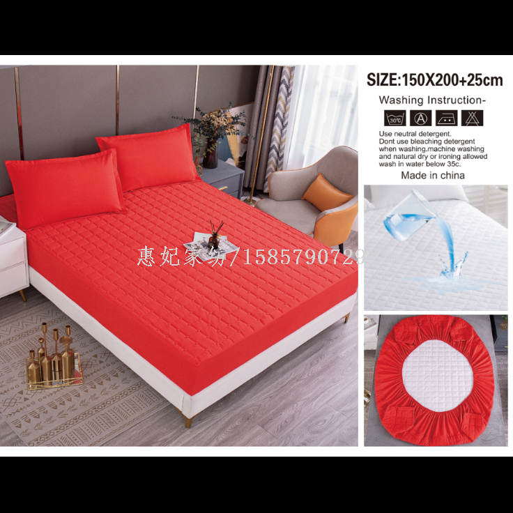 亚马逊床上用品防水床笠三件套隔尿包TPU床垫套棉防水床笠三件套白底实物图