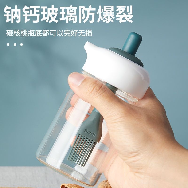 Silicone rubber oil bottle with brush, kitchen pancake oil brush, household high-temperature resistant oil bottle, food-grade oil bottle wholesale details Picture