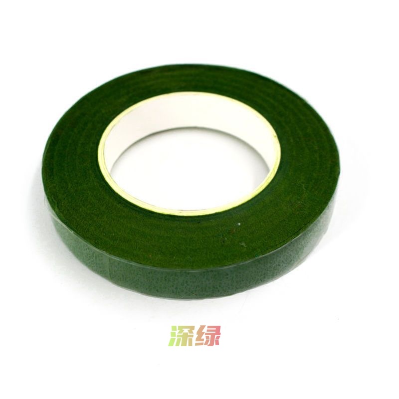 手工花艺胶diy绿色胶带花纸花仿真花胶布仿真植物缠绕花杆胶带纸白底实物图