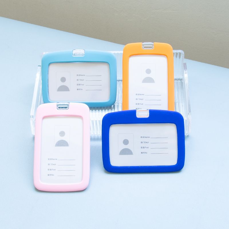 Cross-border silicone single-sided employee ID card holder, name tag, work ID card holder, plastic bus card, exhibition certificate, factory brand wholesale order details Picture