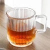 Glass cups, ins retro style iced Americano coffee cups, latte vertical striped water cups, cold drink cups, glass mugs Item Picture