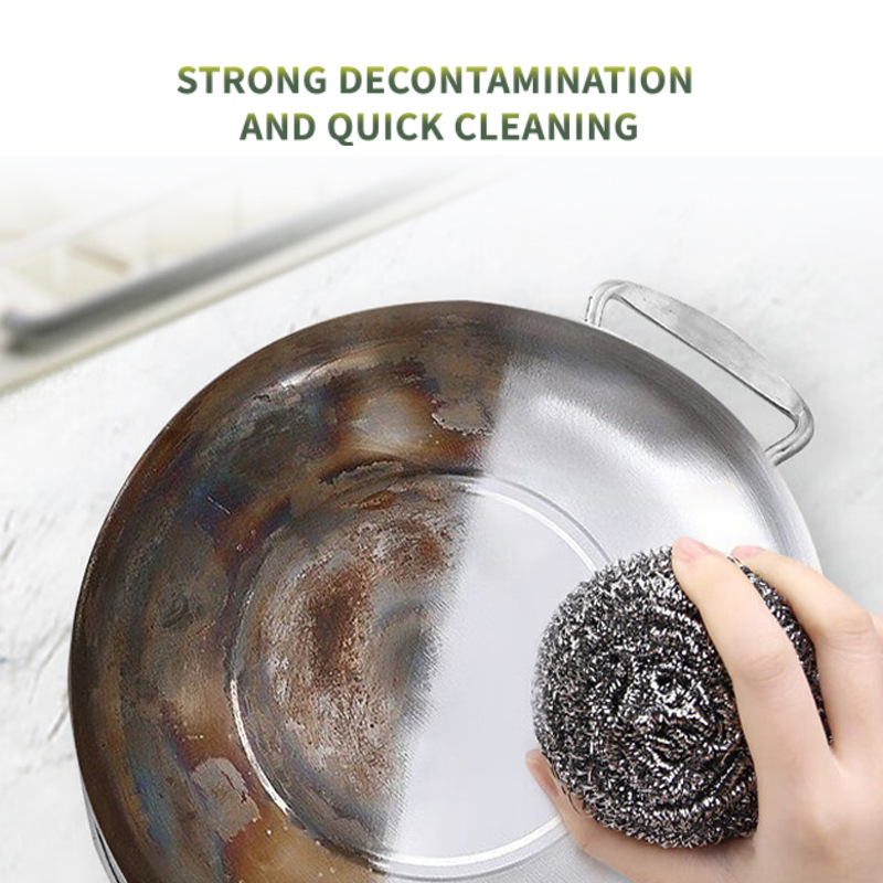 跨境三个装不锈钢钢丝球厨房家用加厚洗碗刷锅去污去油清洁球批发产品图