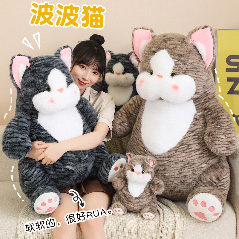 波波猫仿真猫咪玩偶布公仔小喵毛绒玩具送儿童女孩生日礼物