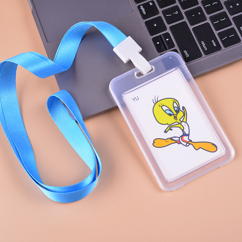 Creative flip-top card holder, student card, double-sided transparent hard card holder, meal card holder, wholesale plastic work ID, school badge, PP details Picture