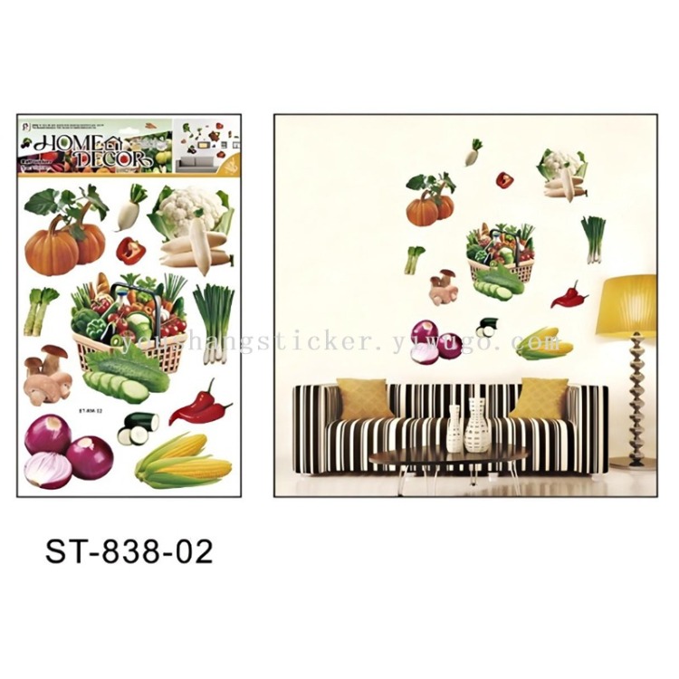 Vegetable and fruit wall stickers, kitchen and dining room background decoration stickers, removable self-adhesive wall stickers