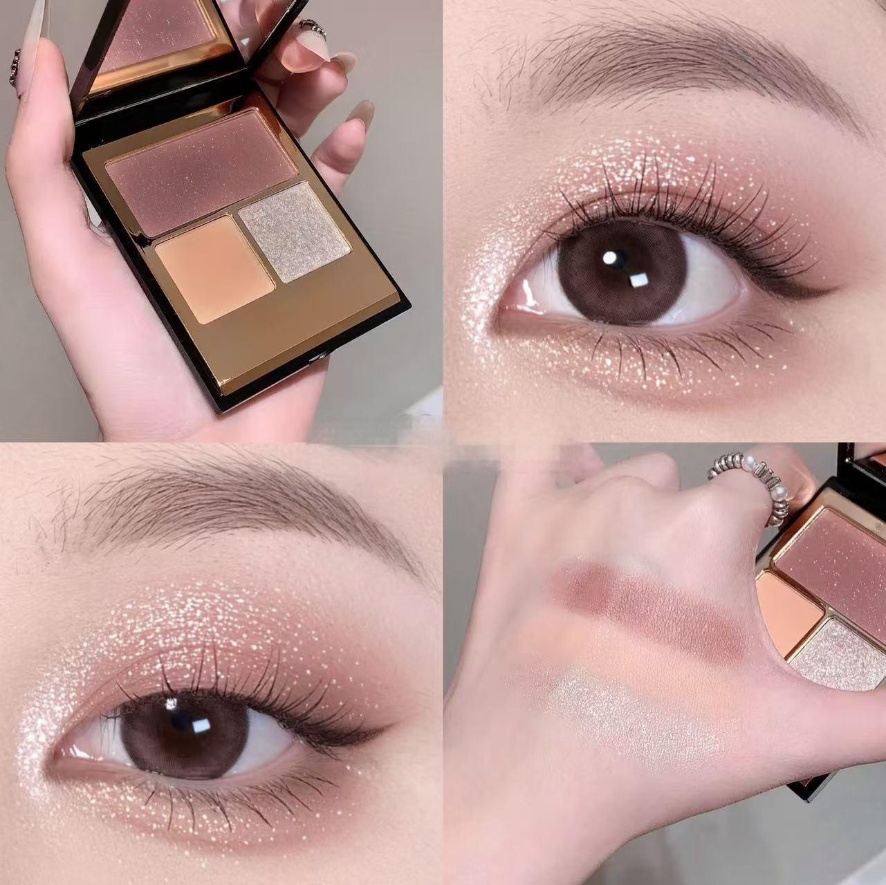 Alta calidad OEM/ODM fábrica personalizado al por mayor pequeño lote personalizado alta pigmentación aurora cuatro colores químico sombra de ojos placa polvo mate micro brillo color tierra nude maquillaje duradero diario - 3