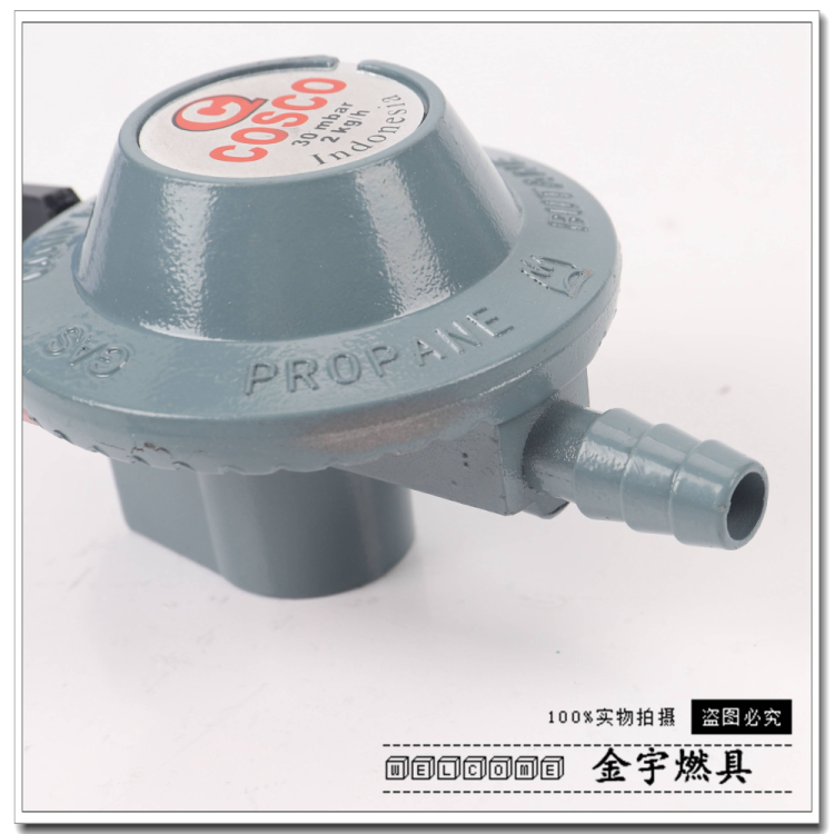 液化气减压阀/减压阀/黄铜分水器/3kg煤气罐/墨西哥白底实物图