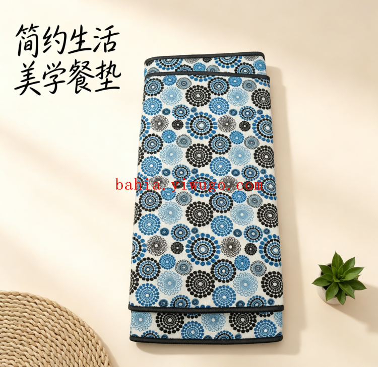 Circular printed kitchen draining mat, household countertop and tableware draining mat, double-layer thickened absorbent table mat, 2 pieces set Application Scenario