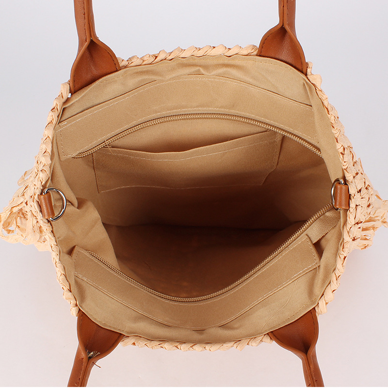 One piece of paper rope crochet single-shoulder paper rope woven bag, ethnic style fake travel beach bag Specification image