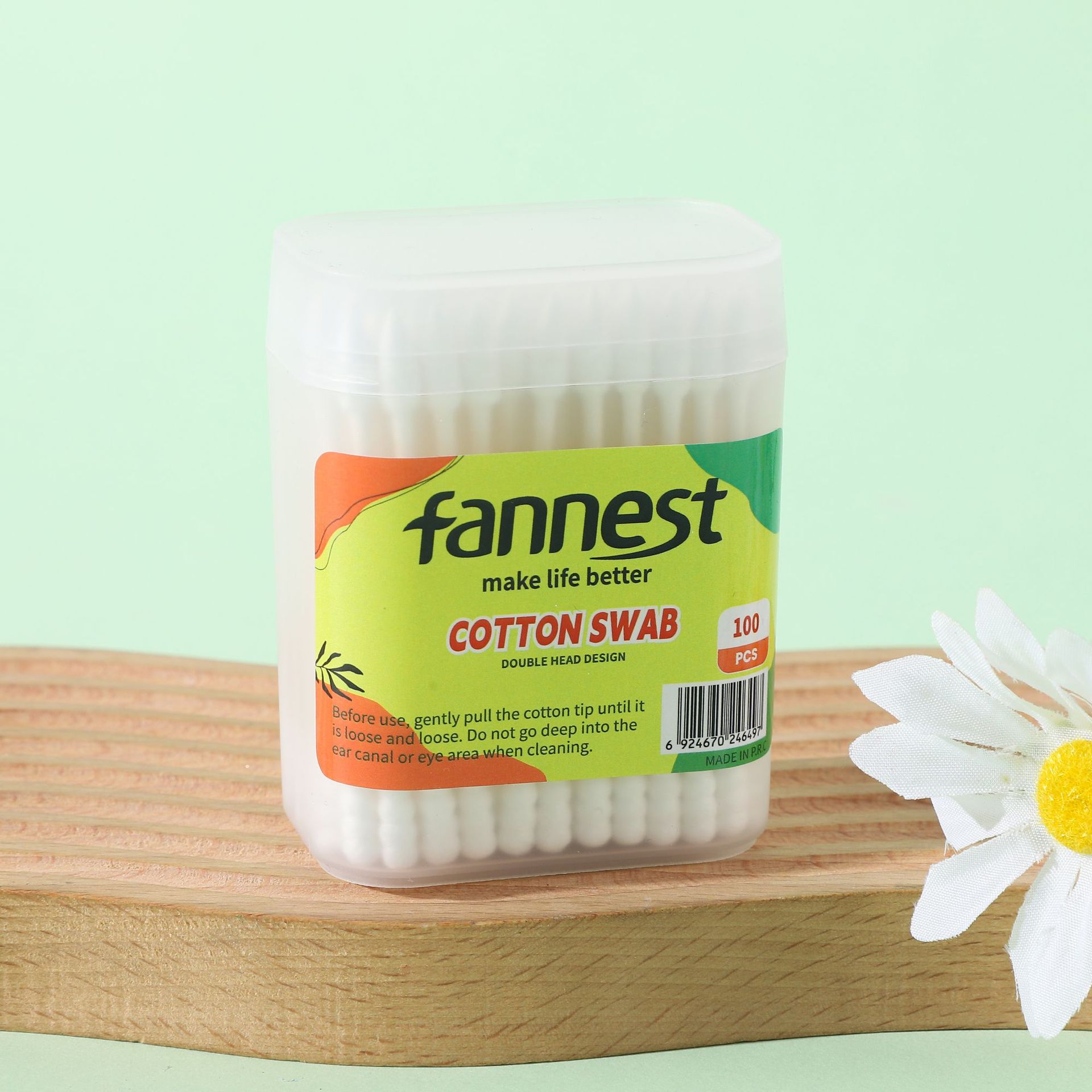 跨境竹木棒双头多功能棉签一次性卫生棉棒掏耳勺化妆卸妆美妆棉签