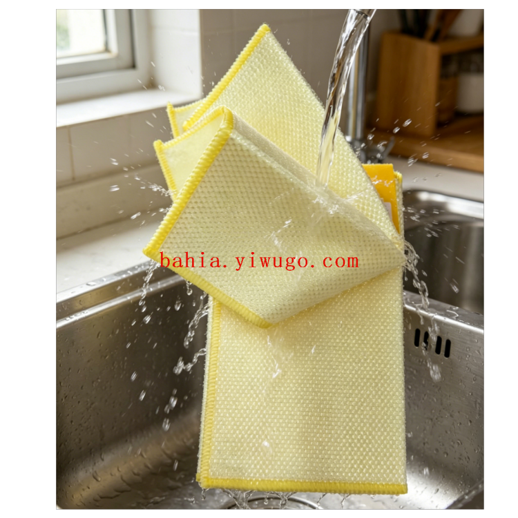 Non-stick, easy-to-clean thickened coral fleece scouring pad, multi-functional cleaning towel for kitchen and bathroom Specification image
