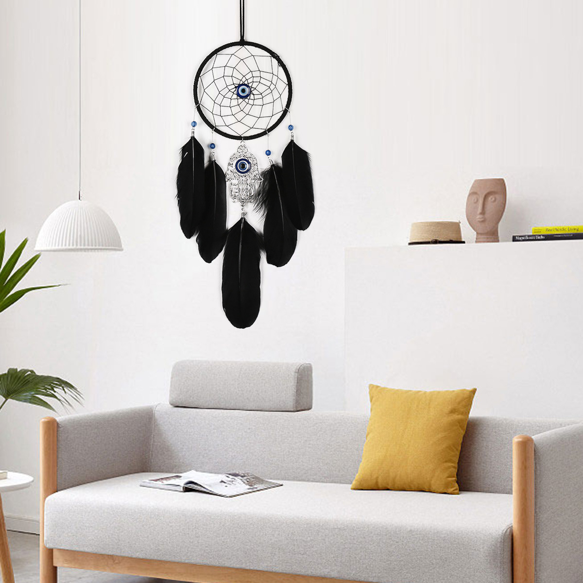 Devil's Eye Palm Pendant, Dreamcatcher, room decoration, hand-woven creative birthday gift details Picture