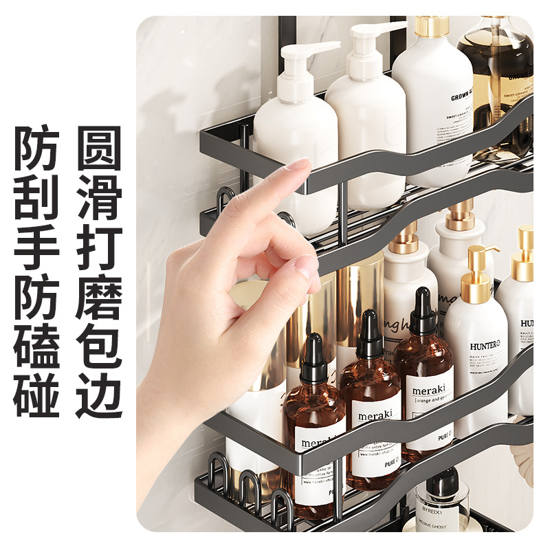 Multi-layer metal three-legged trolley storage rack, iron fruit plate, wooden display rack, combination storage rack, household kitchen storage rack Specification image