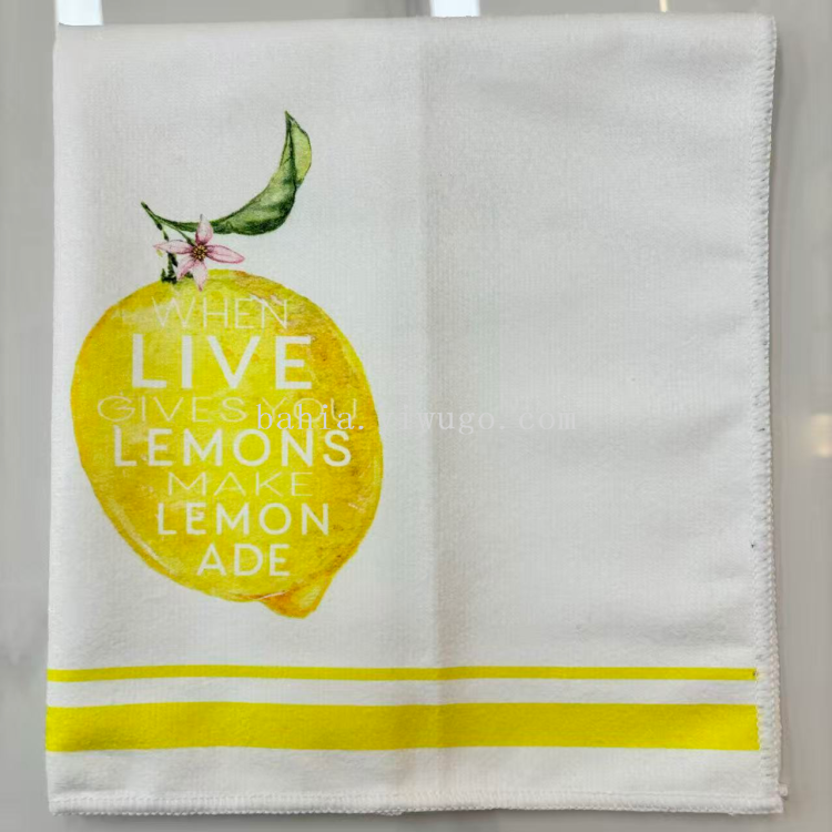 Bahia 40*60cm Soft kitchen cloth, fresh lemon digital printed tea towel, guest bedroom tea room cleaning towel Specification image
