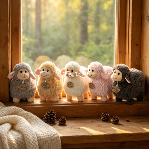Cross-border Little Sheep, cute plush toy figurines, adorable little sheep throw pillows, children's dolls, birthday gifts, wholesale Specification image