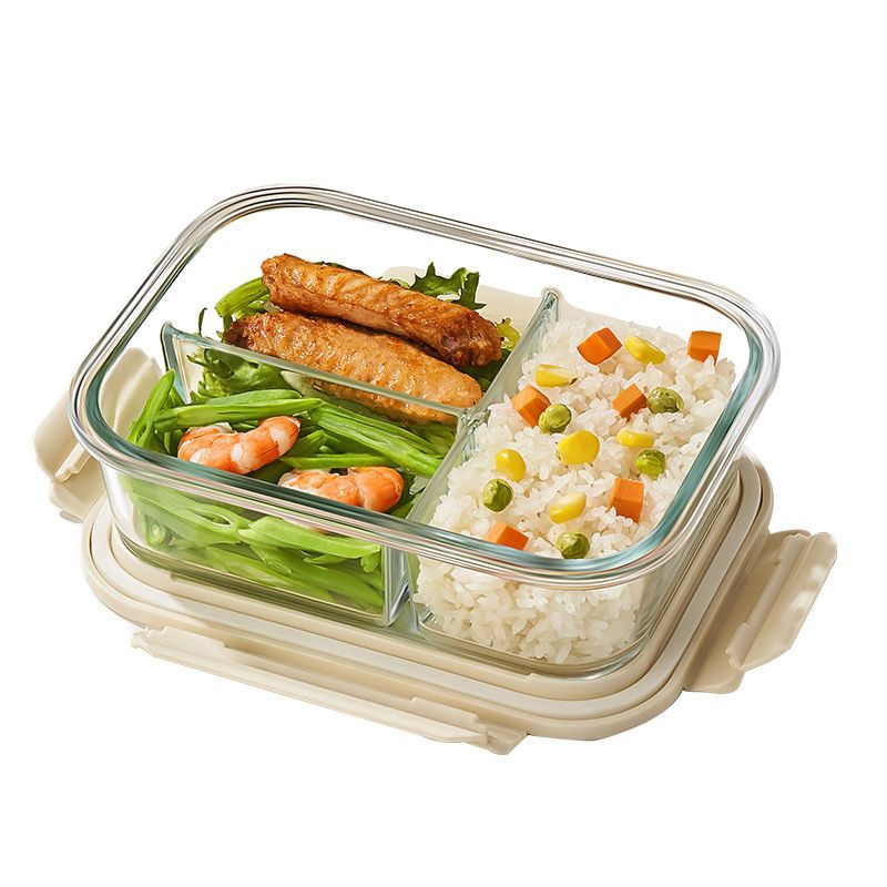 Customized 2025 Lunch Box Set for office workers, featuring a glass bowl with a lid, portable sealed and separated fruit lunch box Item Picture