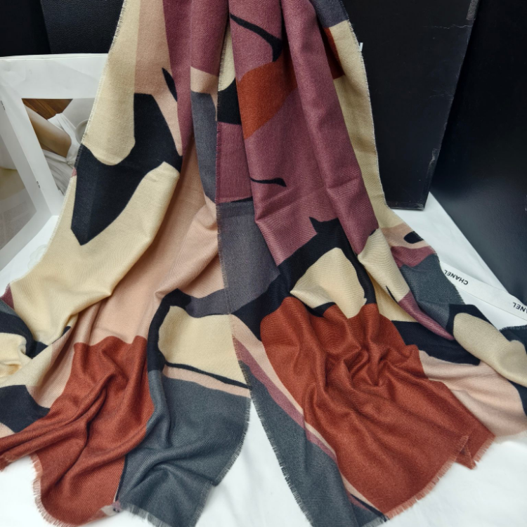Wholesale export scarves, e-commerce live-streaming supply chain, imitation cashmere loose whiskers, printed graffiti, marble pattern supply Item Picture