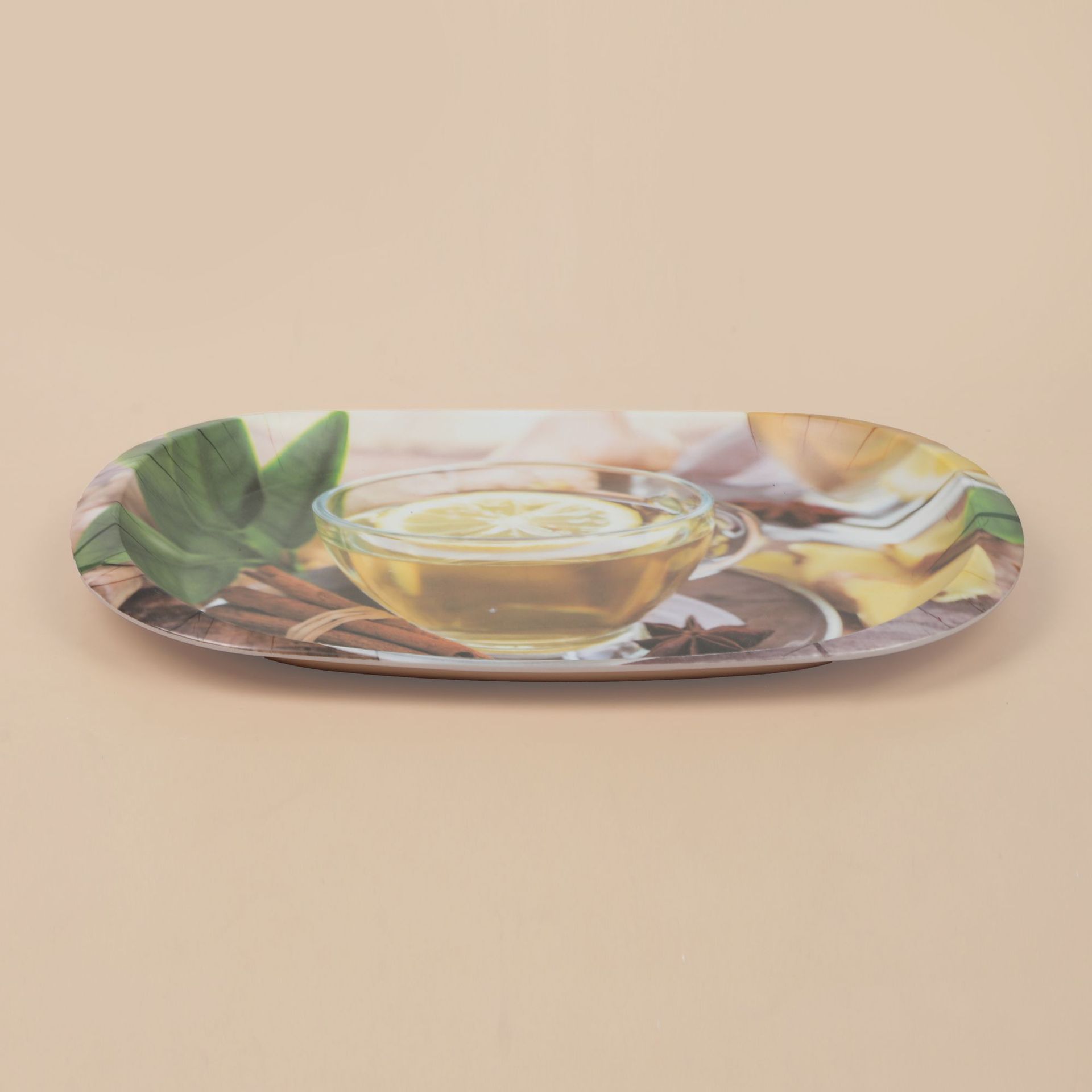 Light luxury decal oval tray, water cup tray, tea tray, home living room storage tray, cosmetics storage tray, white Item Picture