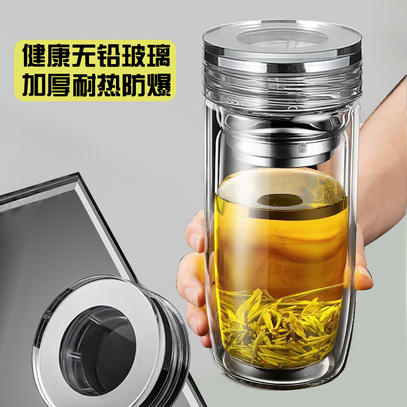 Wholesale and consignment of double-layer thickened heat-insulating portable car tea cups for men and women, transparent goose egg cups Specification image