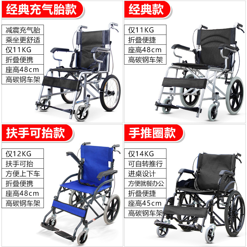 Wheelchair folding, lightweight, small elderly travel, ultra-light, simple trolley, disabled elderly mobility vehicle, wheelchair for the elderly details Picture