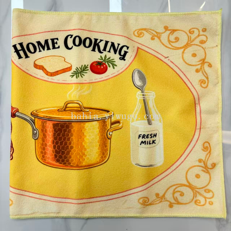 数码印花 厨房清洁抹布 厨具餐具清洁布 台面吸水去污抹布 Bahia细节图