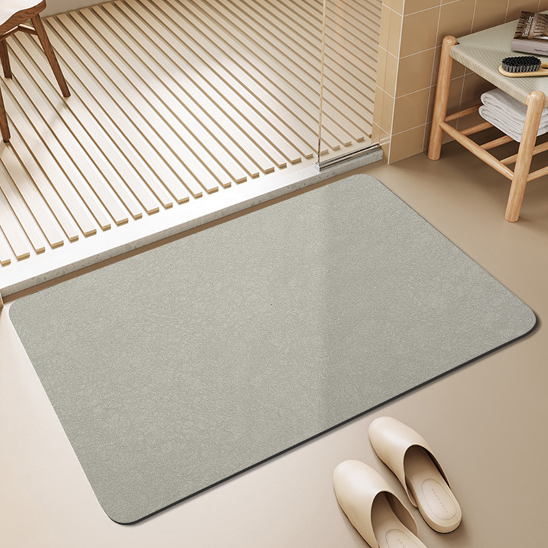 Simple and solid-color diatom mud floor mat for home bathroom door, anti-slip, water-absorbing, quick-drying, dirt-resistant and wear-resistant floor mat