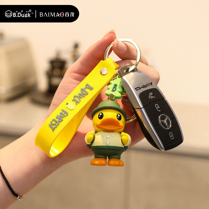 Song Jin Cartoon Duck keychain, green background, beige and orange three-color lanyard, ocean style figurine, World Cup edition Specification image