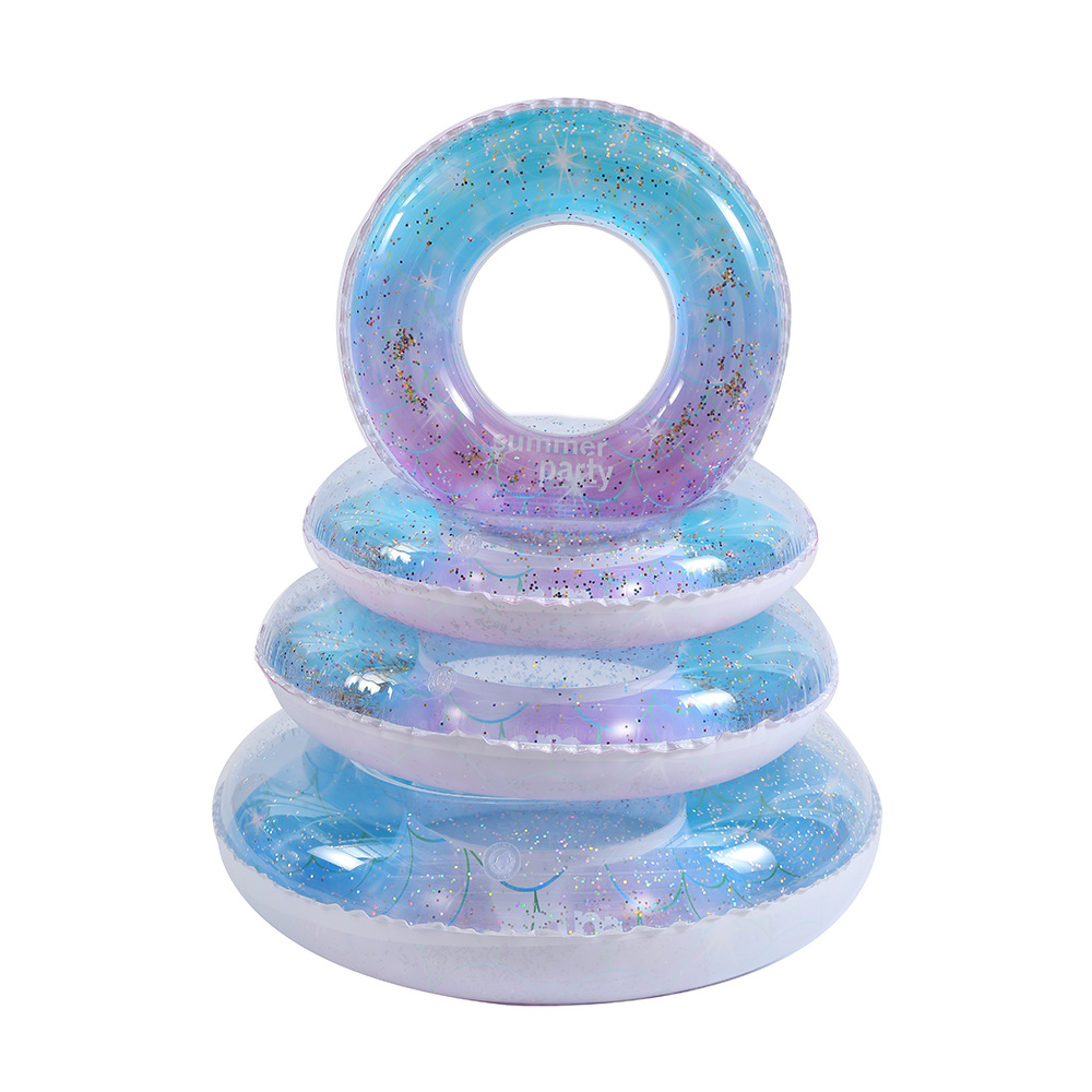 The new trendy sequined starry sky swimming ring, semi-transparent inflatable life buoy, and thickened underarm ring are all bestsellers Specification image