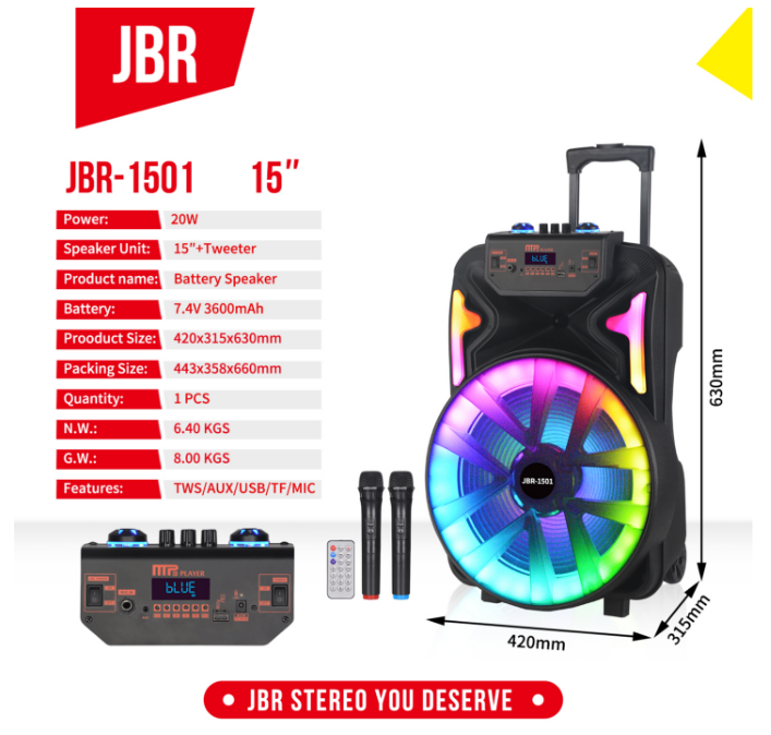 100磁低音线圈高音音箱2个无线话筒专业音效N29