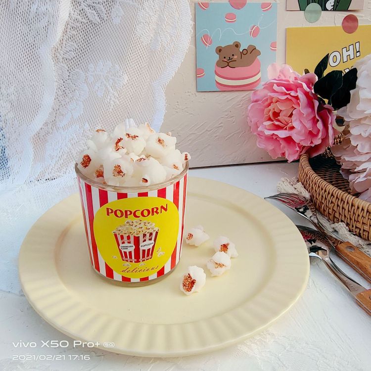 Popcorn scented candles, cups, wax ornaments, shooting props, souvenirs, handmade soy wax, creative gifts, girlish hearts Item Picture