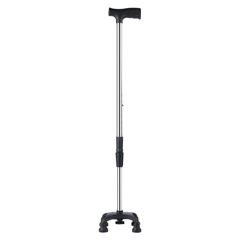 Stainless steel four-corner walking stick, adjustable aluminum alloy walking stick, elderly hiking stick, single-foot adjustable walking stick Application Scenario